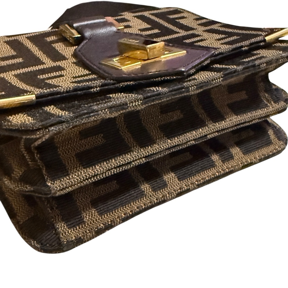 Auth Rare Fendi zucca Double Baguette Crossbody Bag Small adjustable shoulder - Picture 13 of 16